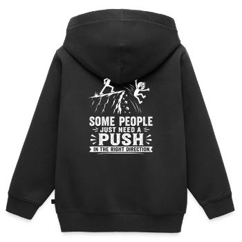 Schubbser dans la bonne direction : sarcasme - Sweat Premium à capuche zippé enfant bio - noir - Dos - AI Model Kid Male (0cm)
