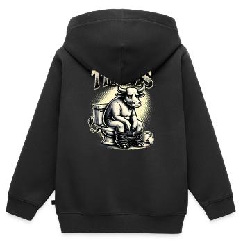 C’est de l’humour de toilettes à la connerie - Sweat Premium à capuche zippé enfant bio - noir - Dos - AI Model Kid Male (0cm)