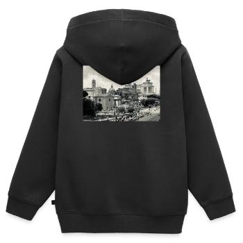 Sepia Rom: Kolosseum und Platz - Kinder Premium Organic Zip Hoodie - Schwarz - Hinten - AI Model Kid Male (0cm)