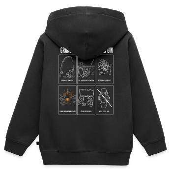 Gründe warum ich zu spät bin Lustiges Angler Motiv - Kinder Premium Organic Zip Hoodie - Schwarz - Hinten - AI Model Kid Male (0cm)