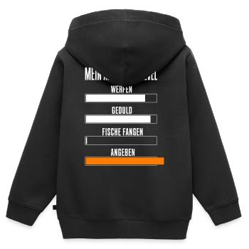 Mein Angel Skill Level Lustiges Angler Motiv mit - Kinder Premium Organic Zip Hoodie - Schwarz - Hinten - AI Model Kid Male (0cm)