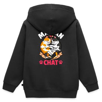 Maman Chat Chats Mignons Cadeau Fête des Mères - Sweat Premium à capuche zippé enfant bio - noir - Dos - AI Model Kid Male (0cm)