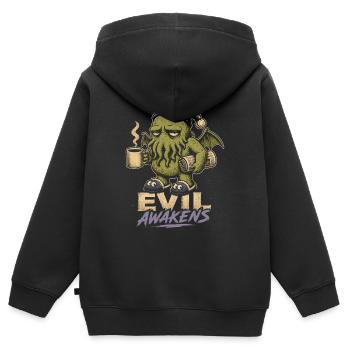 Evil Awakens : Café Cosmique - Sweat Premium à capuche zippé enfant bio - noir - Dos - AI Model Kid Male (0cm)