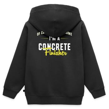 Bétonnière à béton pavée en béton - Sweat Premium à capuche zippé enfant bio - noir - Dos - AI Model Kid Male (0cm)