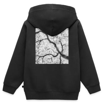 Monochrome Baumzweige Grafik - Kinder Premium Organic Zip Hoodie - Schwarz - Hinten - AI Model Kid Male (0cm)