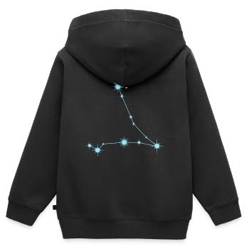 Constellation des Étoile des Poissons Signe du zodiaque Bleu pastel - Sweat Premium à capuche zippé enfant bio - noir - Dos - AI Model Kid Male (0cm)