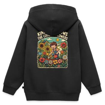 La gentillesse fait pousser les fleurs les plus fraîches - Sweat Premium à capuche zippé enfant bio - noir - Dos - AI Model Kid Male (0cm)