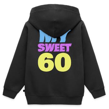 Sweet 60 - Kinder Premium Organic Zip Hoodie - Schwarz - Hinten - AI Model Kid Male (0cm)