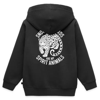 Dictions du léopard des neiges Cadeau mignon du léopard des neiges - Sweat Premium à capuche zippé enfant bio - noir - Dos - AI Model Kid Male (0cm)