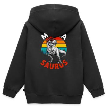 Mamasaurus Maman Dinosaure Cadeau Fête Des Mères - Sweat Premium à capuche zippé enfant bio - noir - Dos - AI Model Kid Male (0cm)