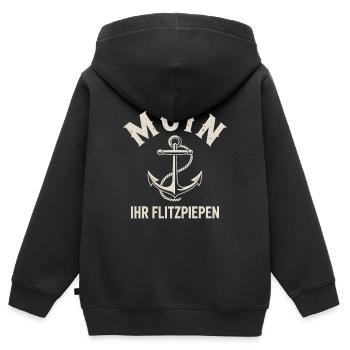 Moin Ihr Flitzpiepen Norddeutsch Hamburg Büro Moin - Kinder Premium Organic Zip Hoodie - Schwarz - Hinten - AI Model Kid Male (0cm)
