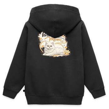 Persian Mom Cat Heart Design - Kids Premium Organic Zip-up Hoodie - black - Back - AI Model Kid Male (0cm)