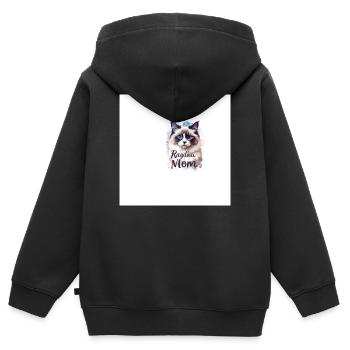Ragdoll Maman Amour des Chats - Sweat Premium à capuche zippé enfant bio - noir - Dos - AI Model Kid Male (0cm)