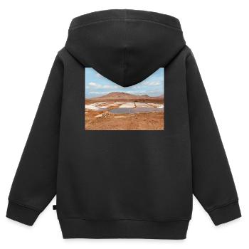 Salzflecken der Wüste - Kinder Premium Organic Zip Hoodie - Schwarz - Hinten - AI Model Kid Male (0cm)