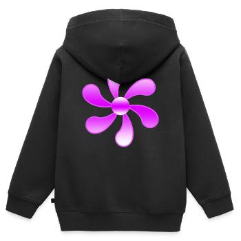 Fleur - Sweat Premium à capuche zippé enfant bio - noir - Dos - AI Model Kid Male (0cm)