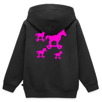 Pferde - Kinder Premium Organic Zip Hoodie - Schwarz - Hinten - AI Model Kid Male (0cm)