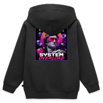 Art de surcharge du système rétro Vaporwave Synthwave - Sweat Premium à capuche zippé enfant bio - noir - Dos - AI Model Kid Male (0cm)
