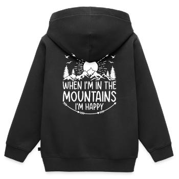 When I'm in the mountains I'm happy - Mountain Lov - Kinder Premium Organic Zip Hoodie - Schwarz - Hinten - AI Model Kid Male (0cm)