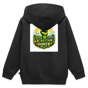 énergie verte - Sweat Premium à capuche zippé enfant bio - noir - Dos - AI Model Kid Male (0cm)