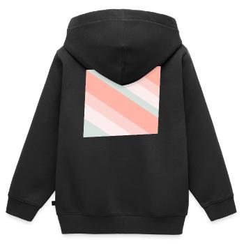 Bandes diagonales pastel Pêche menthe - Sweat Premium à capuche zippé enfant bio - noir - Dos - AI Model Kid Male (0cm)