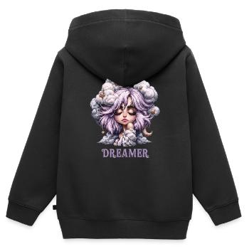 Dreamer Chibi Wolken Sterne Geschenk - Kinder Premium Organic Zip Hoodie - Schwarz - Hinten - AI Model Kid Male (0cm)