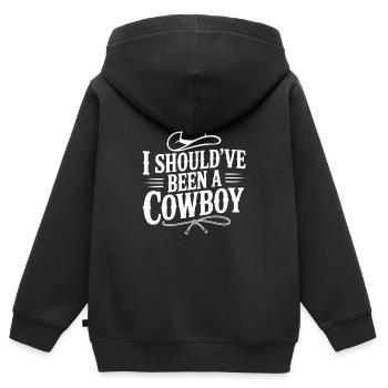 Ich hätte Cowboy sein sollen - Kinder Premium Organic Zip Hoodie - Schwarz - Hinten - AI Model Kid Male (0cm)