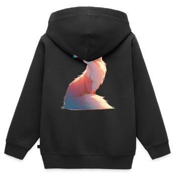 FoxButterflyLight - Sweat Premium à capuche zippé enfant bio - noir - Dos - AI Model Kid Male (0cm)
