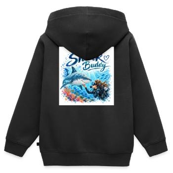 Shark Buddy Unterwasserfreund - Kinder Premium Organic Zip Hoodie - Schwarz - Hinten - AI Model Kid Male (0cm)