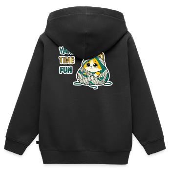 Art cadeau cadeau en laine mignonne Kitty Baby Cat Kawaii - Sweat Premium à capuche zippé enfant bio - noir - Dos - AI Model Kid Male (0cm)