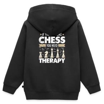 Échiquier des joueurs d’échecs - Sweat Premium à capuche zippé enfant bio - noir - Dos - AI Model Kid Male (0cm)