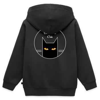 Chat noir - Sweat Premium à capuche zippé enfant bio - noir - Dos - AI Model Kid Male (0cm)