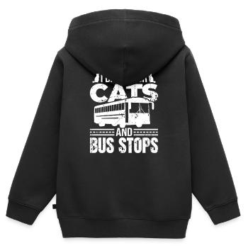 Je freine pour les chats et les arrêts de bus - Sweat Premium à capuche zippé enfant bio - noir - Dos - AI Model Kid Male (0cm)