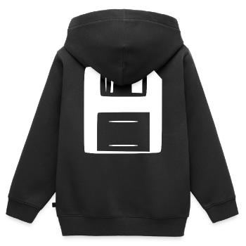Retro_Vintage_80er_90er_Jahre_Diskette_weiss_Ge - Sweat Premium à capuche zippé enfant bio - noir - Dos - AI Model Kid Male (0cm)