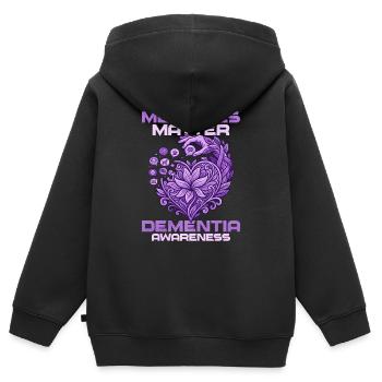 Compter les souvenirs – Éducation à la démence - Sweat Premium à capuche zippé enfant bio - noir - Dos - AI Model Kid Male (0cm)