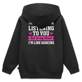 Linedance - Kinder Premium Organic Zip Hoodie - Schwarz - Hinten - AI Model Kid Male (0cm)