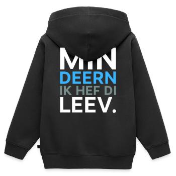 Deern ik hef di Plattdeutsch Spruch Shirt - Kinder Premium Organic Zip Hoodie - Schwarz - Hinten - AI Model Kid Male (0cm)