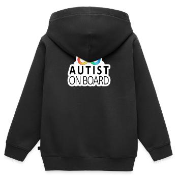 Autiste à bord : autocollants sur la neurodiversité - Sweat Premium à capuche zippé enfant bio - noir - Dos - AI Model Kid Male (0cm)