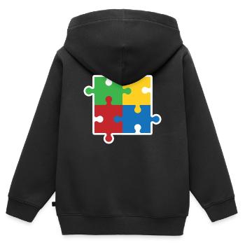 Autismus Puzzle Symbol - Kinder Premium Organic Zip Hoodie - Schwarz - Hinten - AI Model Kid Male (0cm)