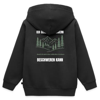 Nur am Wandern um zu meckern - Kinder Premium Organic Zip Hoodie - Schwarz - Hinten - AI Model Kid Male (0cm)
