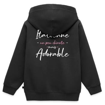Italienne Un Peu Chiante Mais Adorable T-Shirt ... - Sweat Premium à capuche zippé enfant bio - noir - Dos - AI Model Kid Male (0cm)