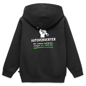 Autoverwerter - wo andere aufhören fangen wir an! - Kinder Premium Organic Zip Hoodie - Schwarz - Hinten - AI Model Kid Male (0cm)