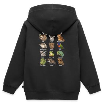 Table de dessins animés mignonne des habitants des arbres - Sweat Premium à capuche zippé enfant bio - noir - Dos - AI Model Kid Male (0cm)
