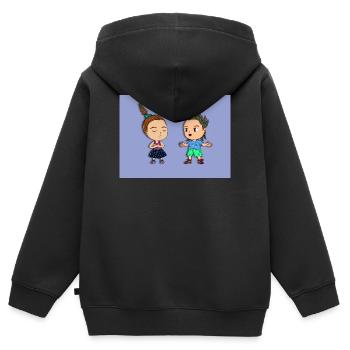 une conversation animée divertissante - Sweat Premium à capuche zippé enfant bio - noir - Dos - AI Model Kid Male (0cm)