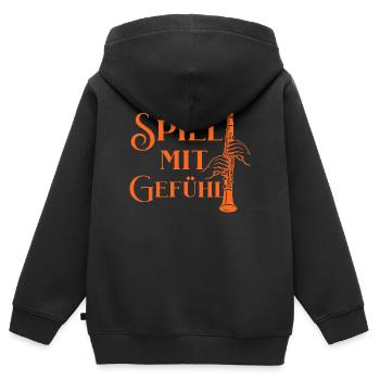 Klarinette - Spiel mit Gefühl für Klarinettistin - Kinder Premium Organic Zip Hoodie - Schwarz - Hinten - AI Model Kid Male (0cm)