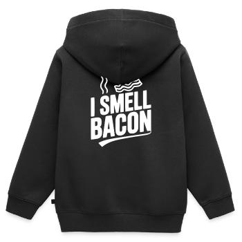 Ich rieche Speck - Kinder Premium Organic Zip Hoodie - Schwarz - Hinten - AI Model Kid Male (0cm)