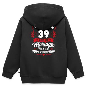 Survivre à 39 ans de mariage - Sweat Premium à capuche zippé enfant bio - noir - Dos - AI Model Kid Male (0cm)