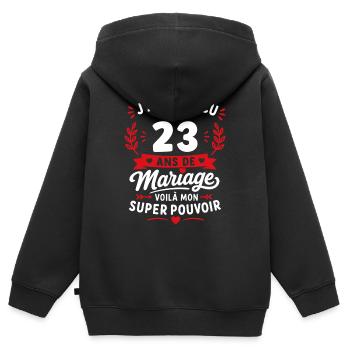 J'ai survécu à 23 ans de mariage - Sweat Premium à capuche zippé enfant bio - noir - Dos - AI Model Kid Male (0cm)