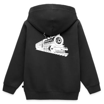 Graphique ferroviaire - Sweat Premium à capuche zippé enfant bio - noir - Dos - AI Model Kid Male (0cm)