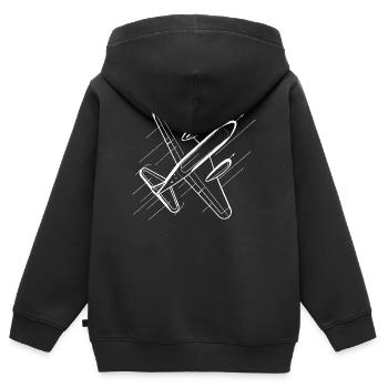 Art de la ligne d’avion - Sweat Premium à capuche zippé enfant bio - noir - Dos - AI Model Kid Male (0cm)