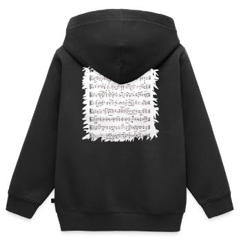 Schwarzweiß Notenblatt mit Rand - Kinder Premium Organic Zip Hoodie - Schwarz - Hinten - AI Model Kid Male (0cm)